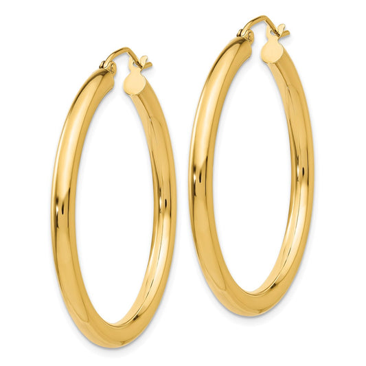 10k Polished 3mm Lightweight Tube Hoop Earrings