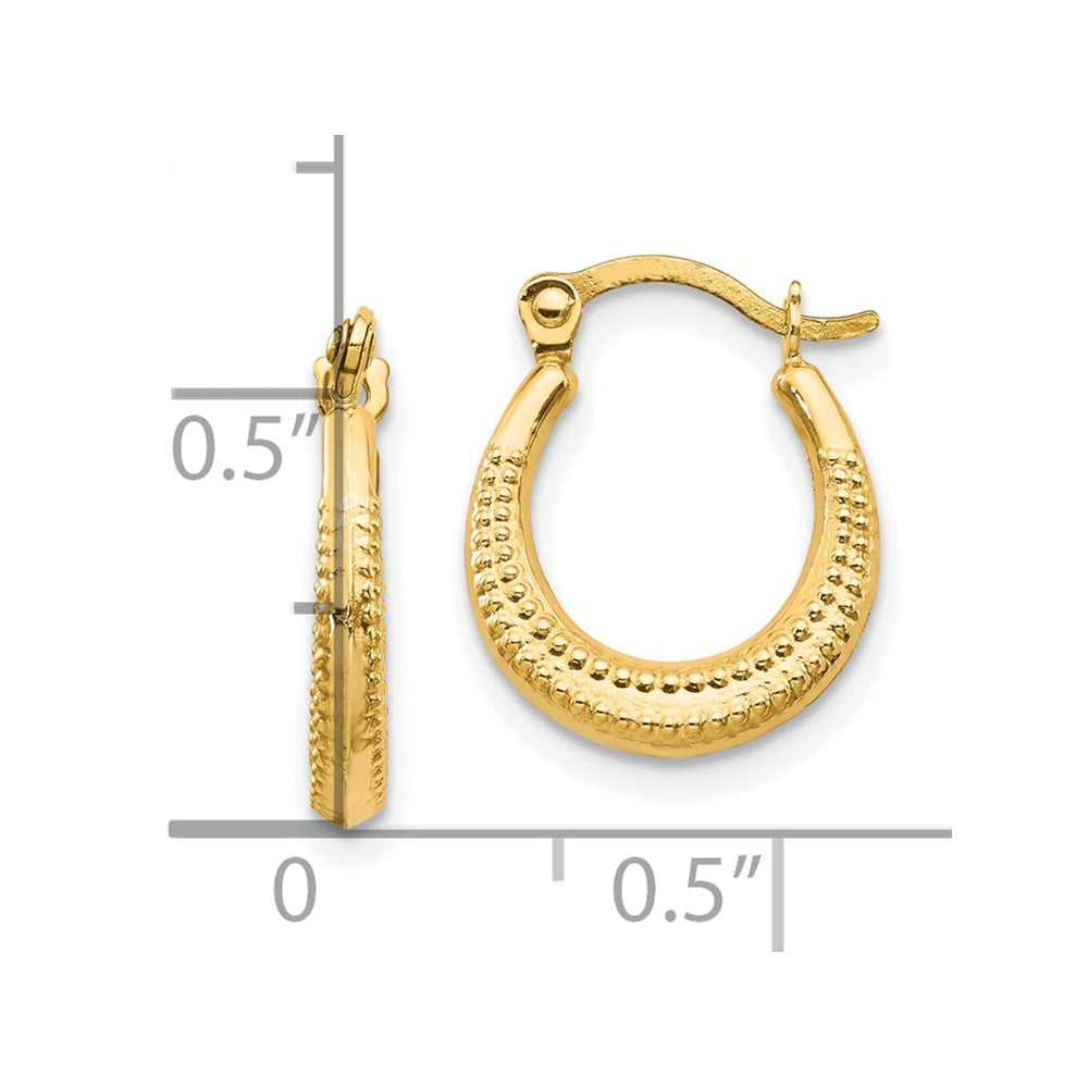 10K Scalloped Textured Hollow Hoop Earrings