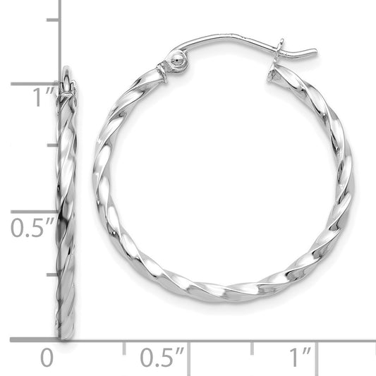 10k White Gold Twist Polished Hoop Earring