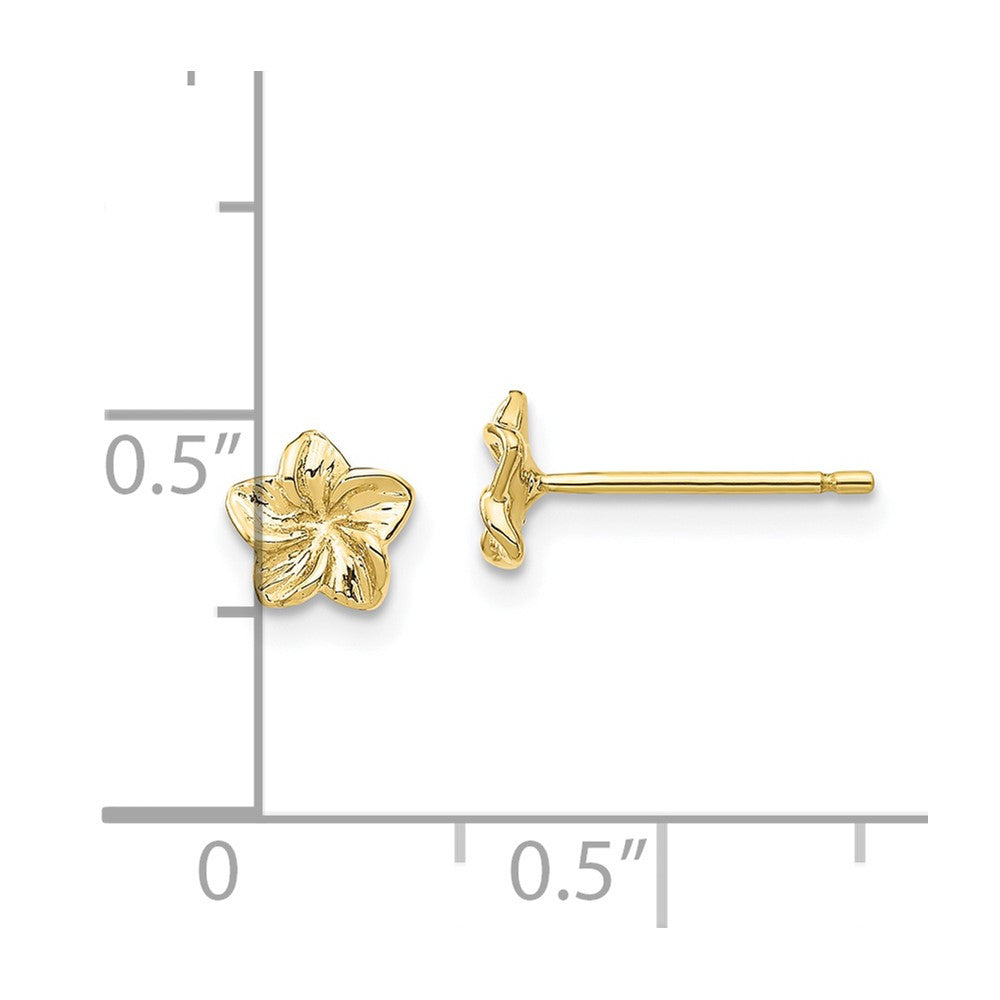 10K Plumeria Flower Post Earrings