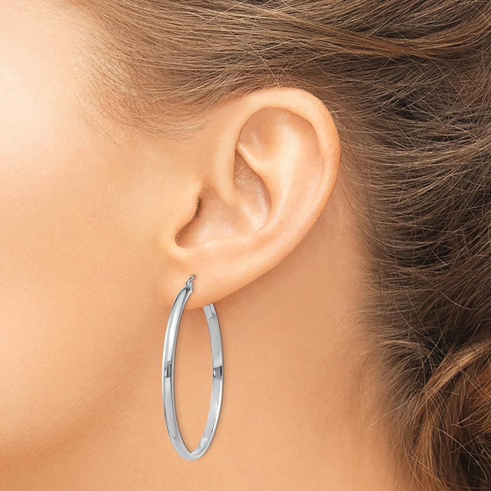 10k White Gold Polished Hoop Earring
