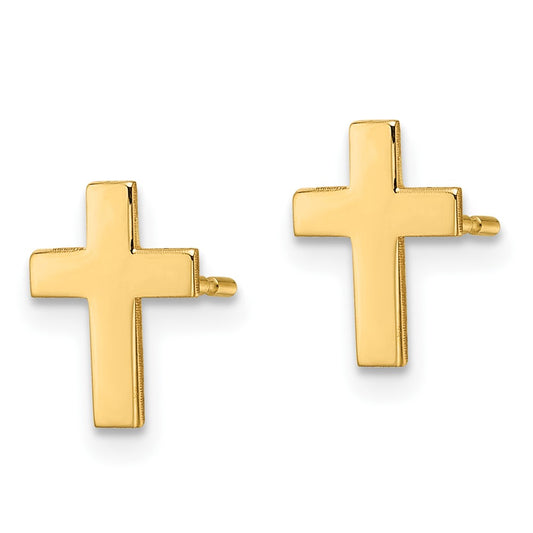 10k Polished Cross Post Earrings
