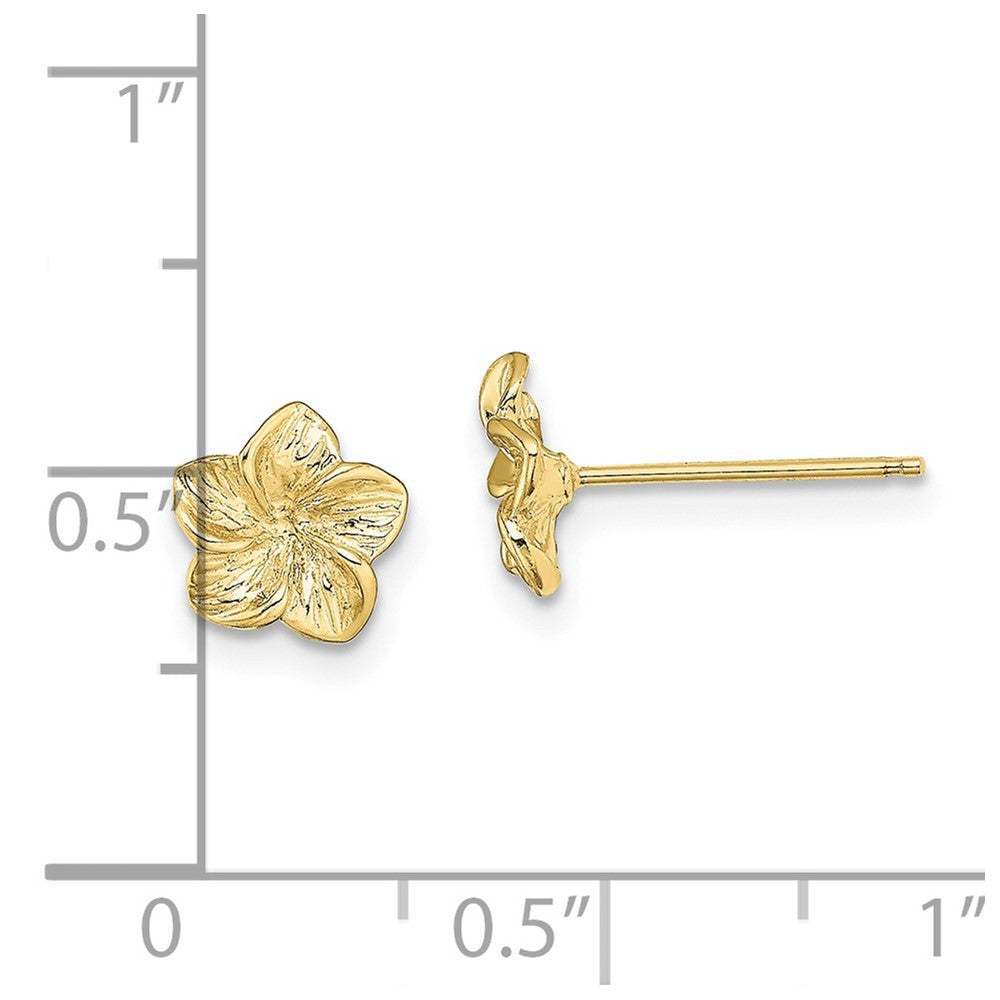 10k Plumeria Flower Post Earrings