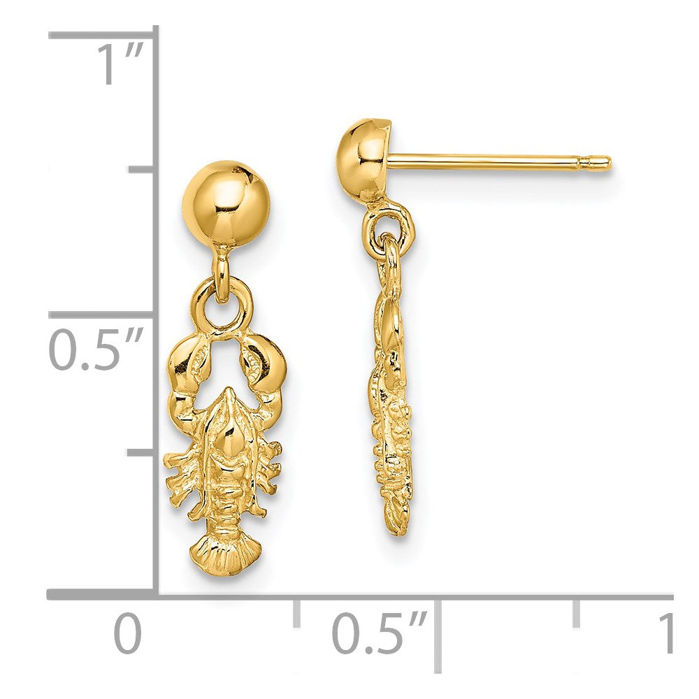 10K Lobster Post Dangle Earrings