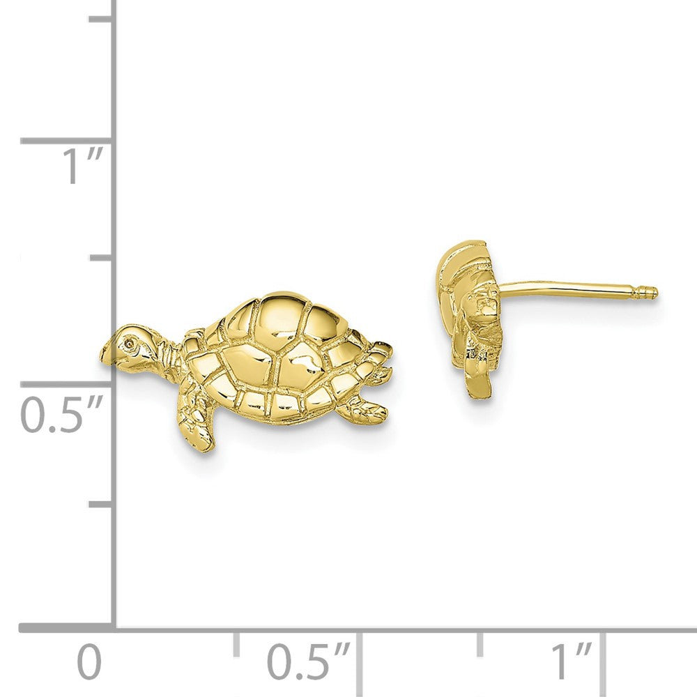 10K Polished Turtle Profile Post Earrings