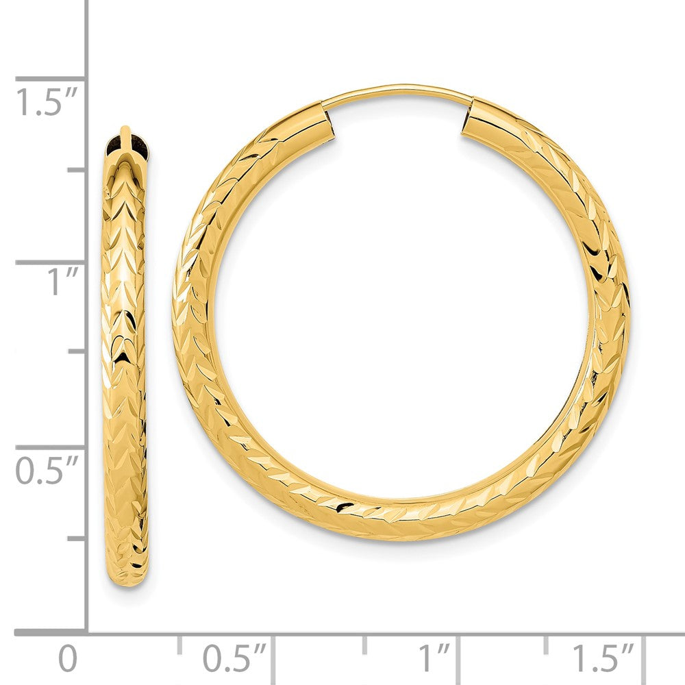 10k Polished & D/C Endless Hoop Earrings