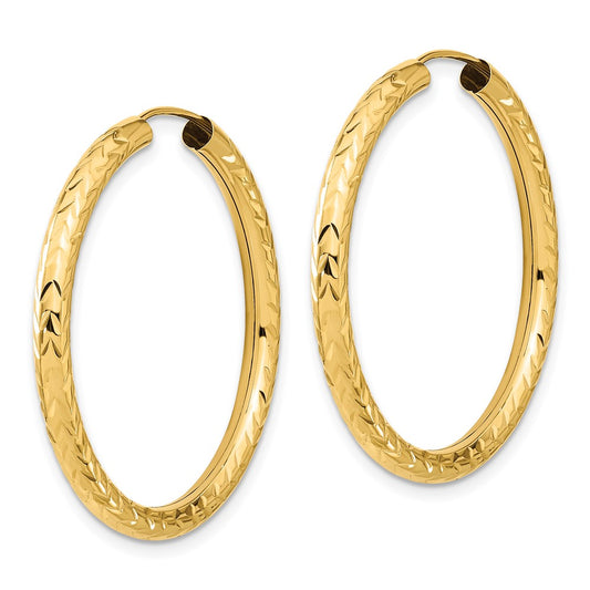 10k Polished & D/C Endless Hoop Earrings