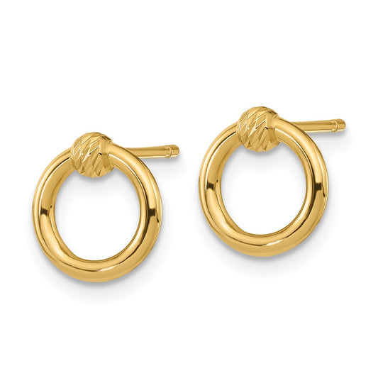 10k Polished Diamond-cut 10mm Circle Post Earrings