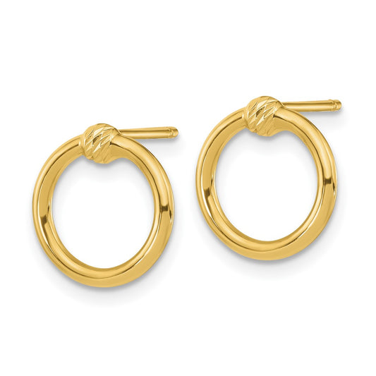 10k Polished Diamond-cut 12mm Circle Post Earrings