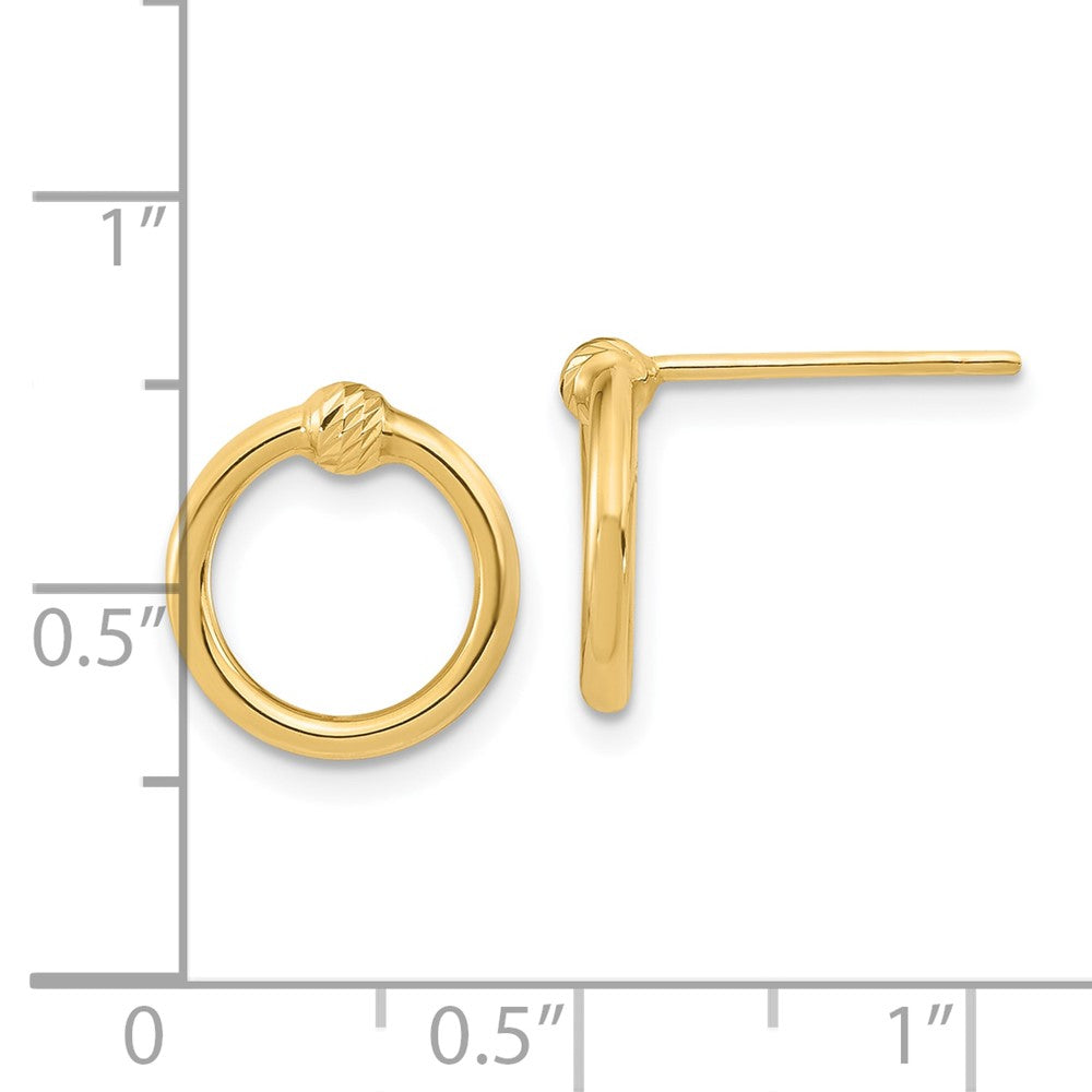 10k Polished Diamond-cut 12mm Circle Post Earrings
