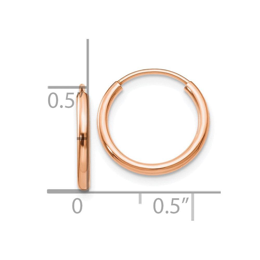 10k Rose Gold Polished Endless Tube Hoop Earrings