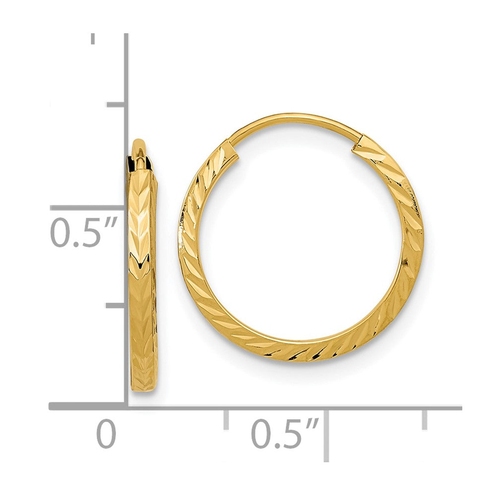 10k Diamond-cut Square Tube Endless Hoop Earrings