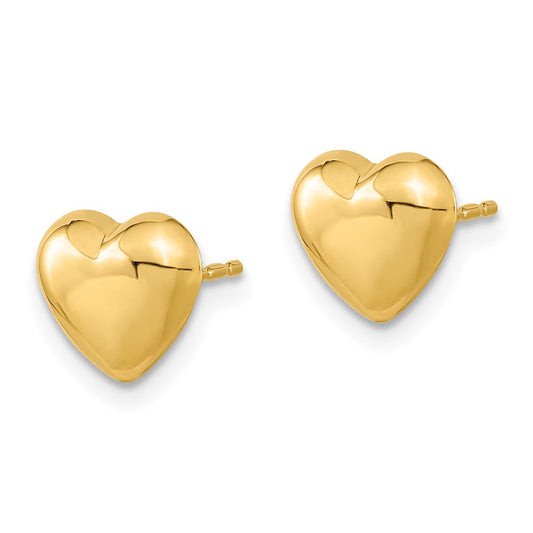 10k Polished 8mm Puffed Heart Post Earrings