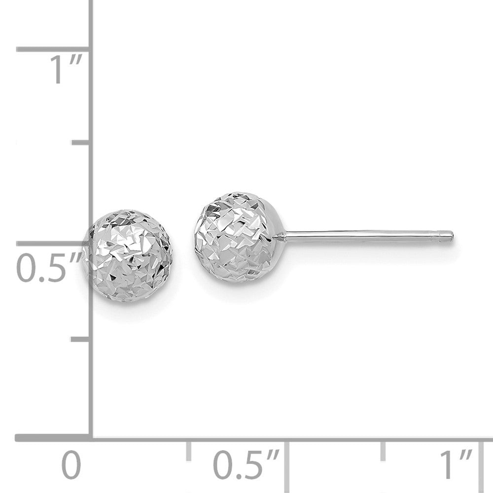 10k White Gold 6mm Diamond-cut Ball Post Earrings