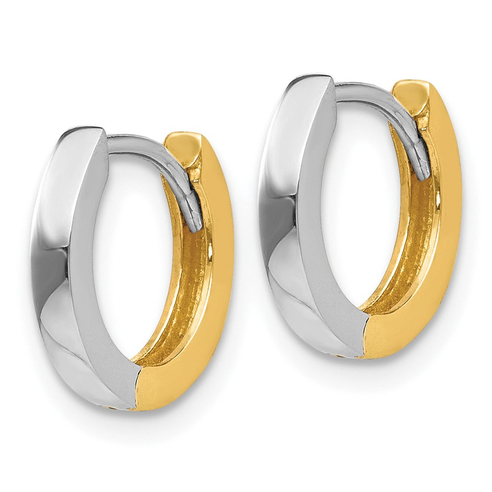 10k Two-tone 2mm Round Hinged Hoop Earrings