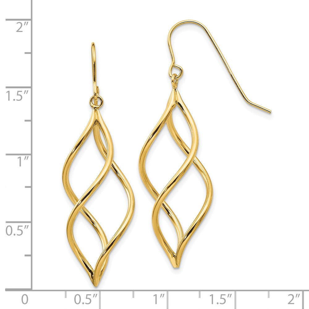 10k Twisted Dangle Shepherd Hook Earrings