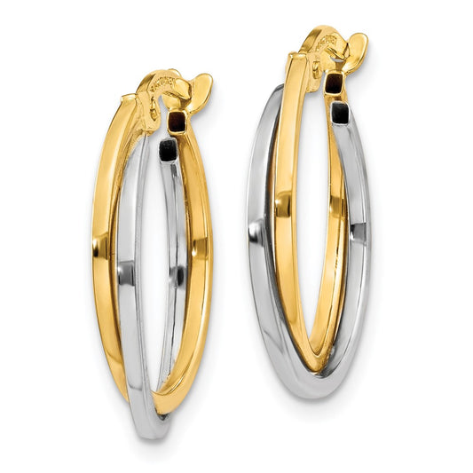 10k Two-tone Polished Hollow Double Hoop Earrings
