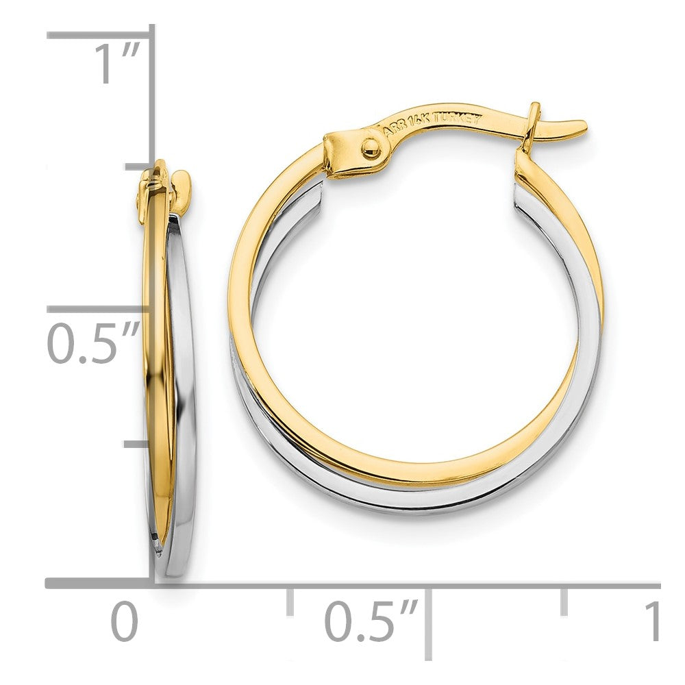 10k Two-tone Polished Hollow Double Hoop Earrings