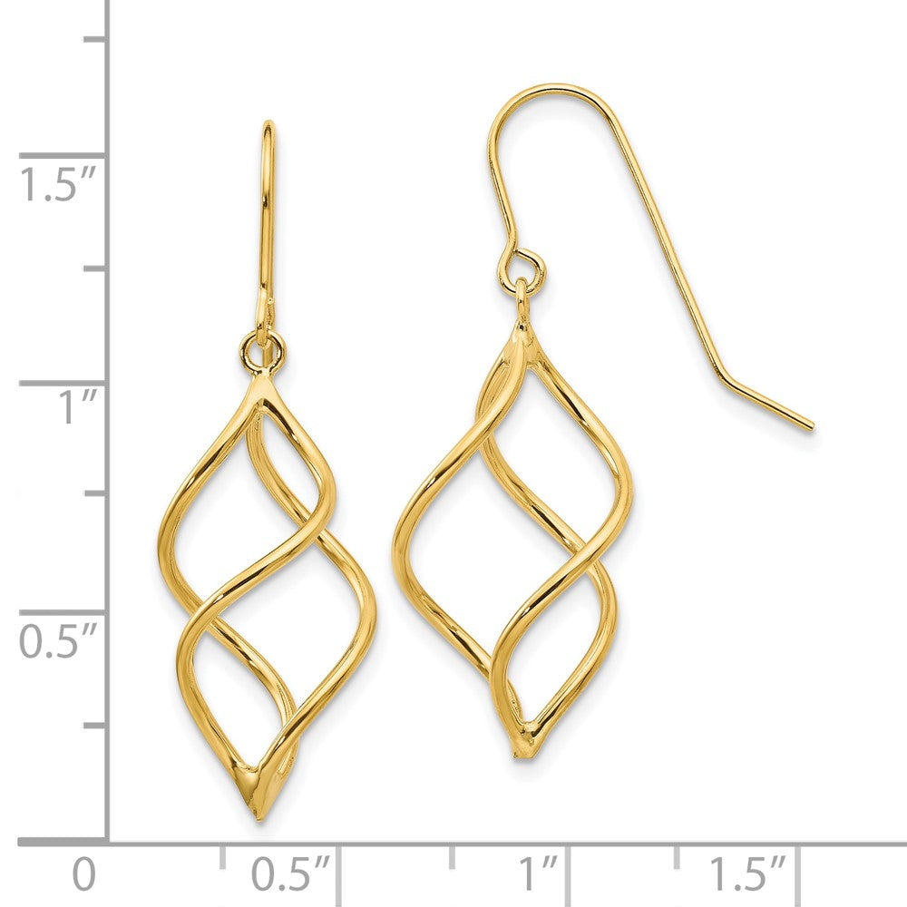 10k Polished Short Twisted Dangle Shepherd Hook Earrings