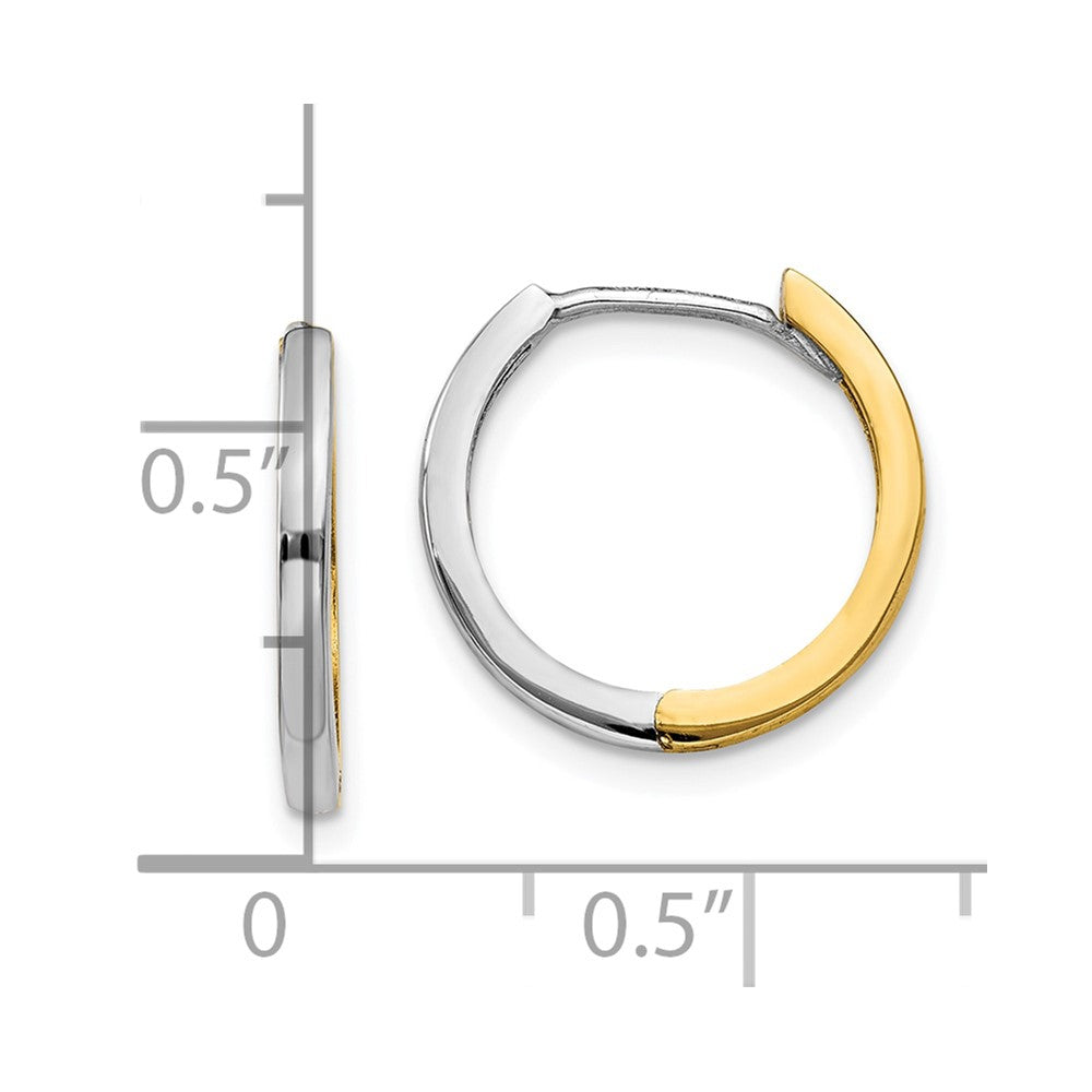 10k Two-tone Round Hinged Hoop Earrings