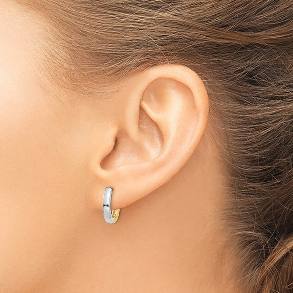 10k Two-tone Hinged Hoop Earrings