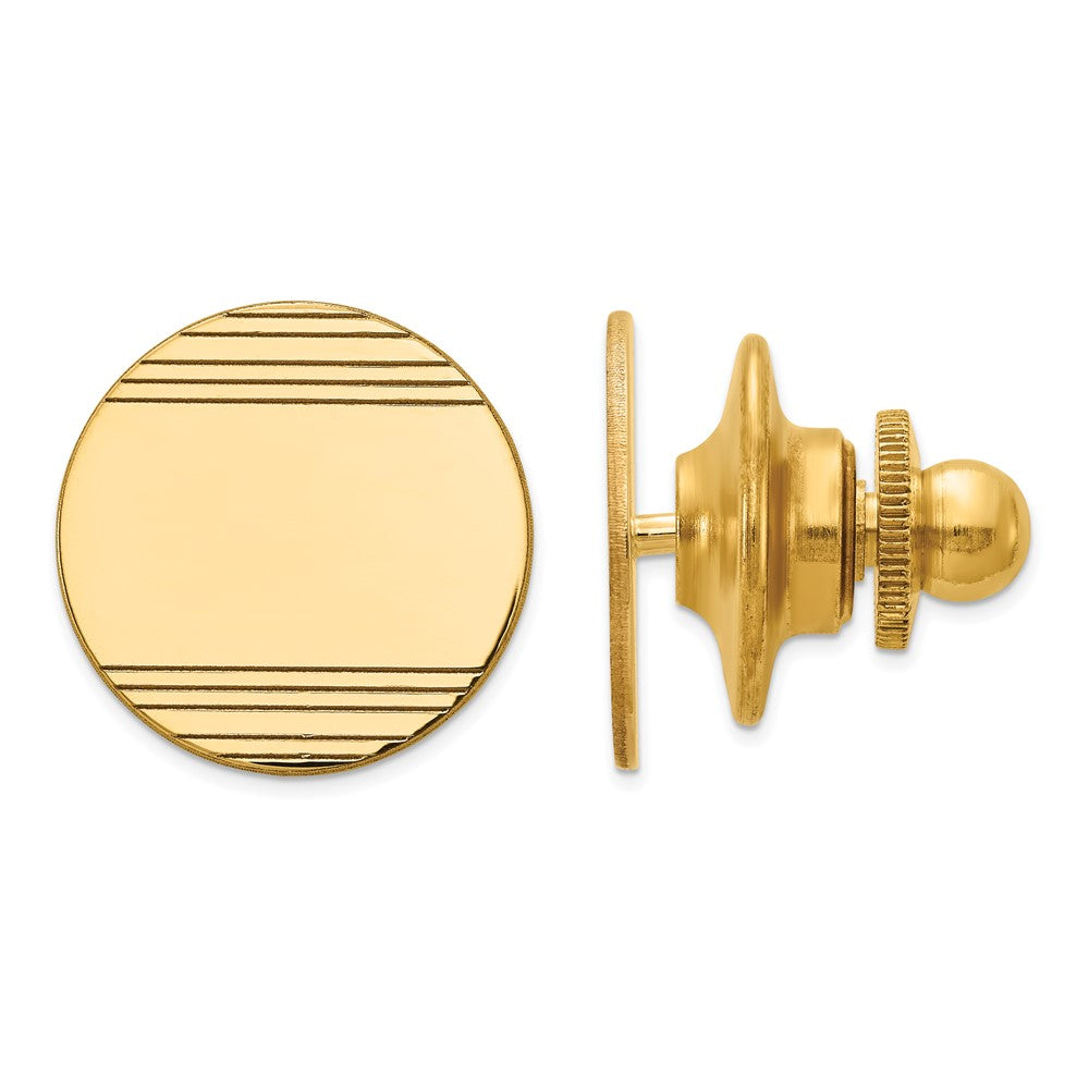 10k Mens Polished Circle with Line Design Tie Tac