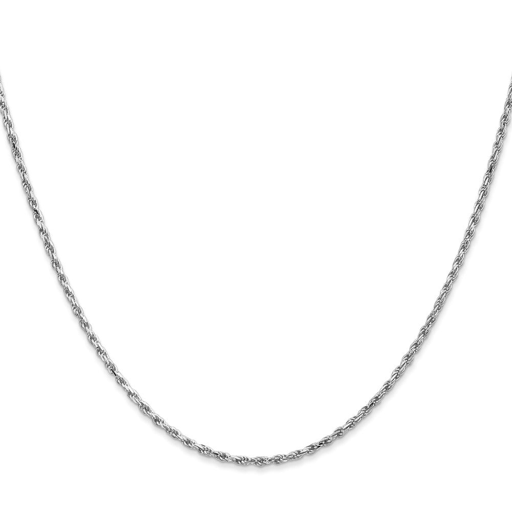 10k White Gold 1.6mm Diamond Cut Machine Made Rope Chain