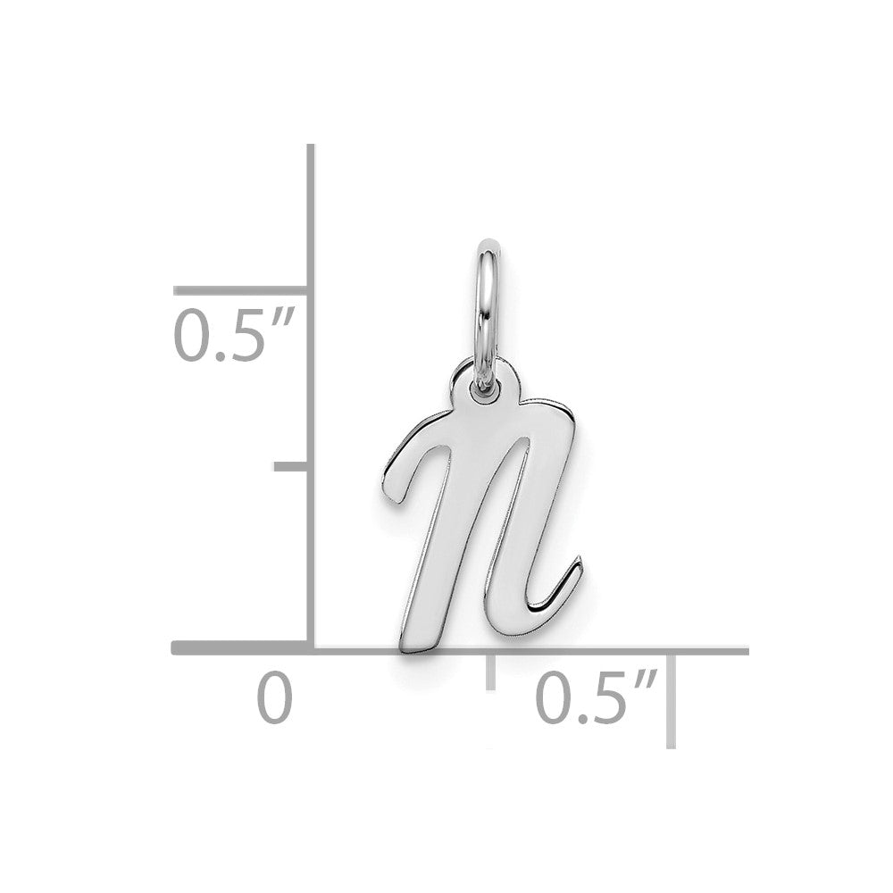 10k White Gold Small Script Initial N Charm