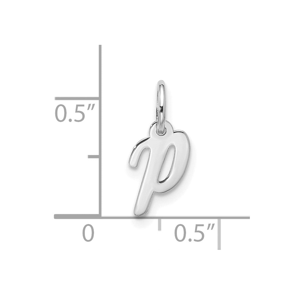 10k White Gold Small Script Initial P Charm