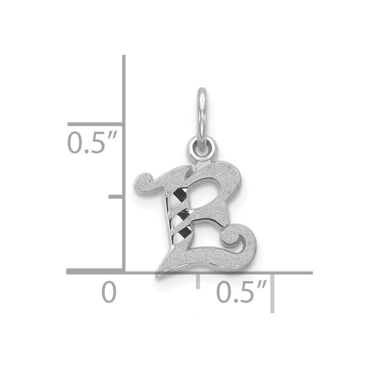 10k White Gold Diamond-cut Initial E Charm