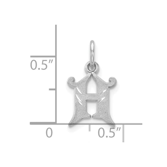 10k White Gold Diamond-cut Initial H Charm