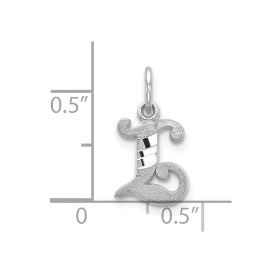 10k White Gold Diamond-cut Initial L Charm