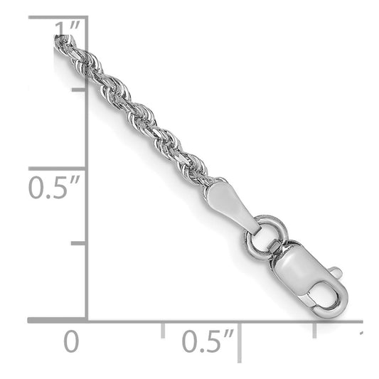 10k White Gold 2.0mm D/C Quadruple Rope Chain Anklet