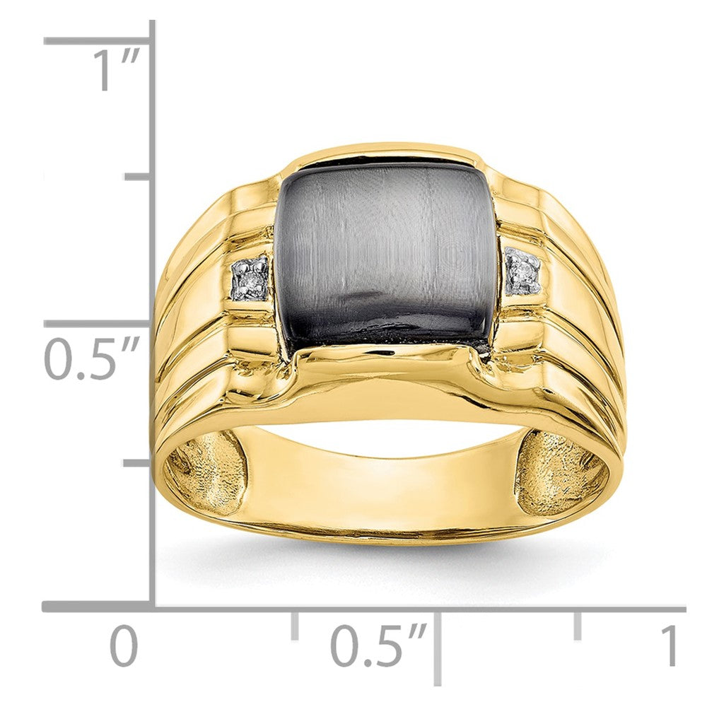 10k Gray Cats Eye & .01ct Diamond Mens Ring