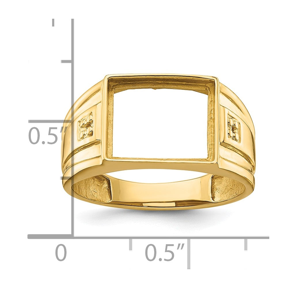 IB Goodman 10k Mens Holds 2-1.0mm Diamonds and 12x10mm Rectangle Onyx Ring Mounting