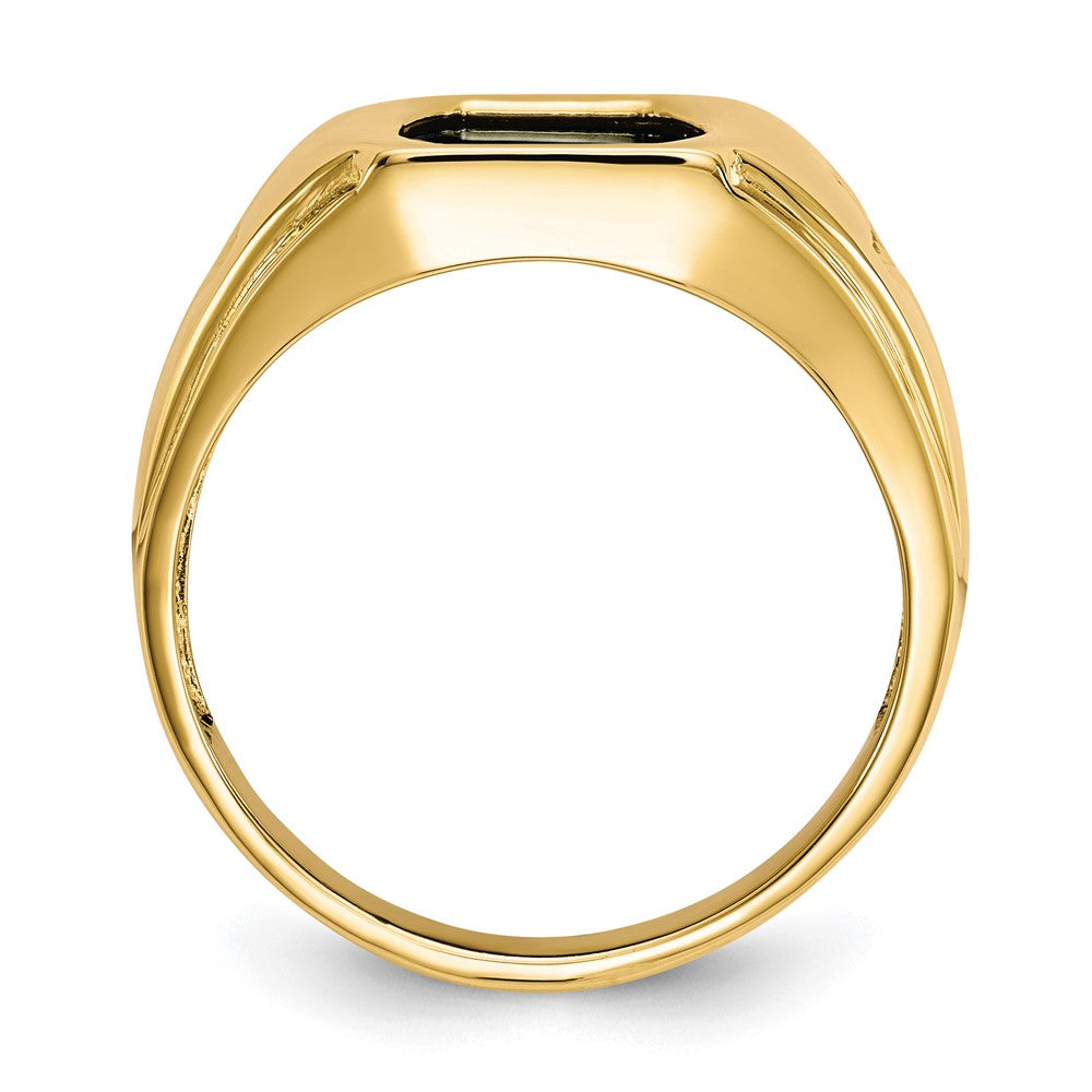 10k Onyx & .01ct Diamond Mens Cross Ring