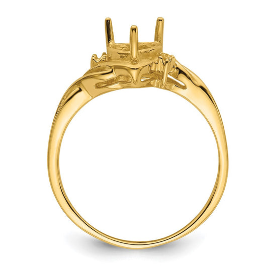 10k Holds 2-1.3mm Diamonds and 6mm Heart Gemstone Ring Mounting