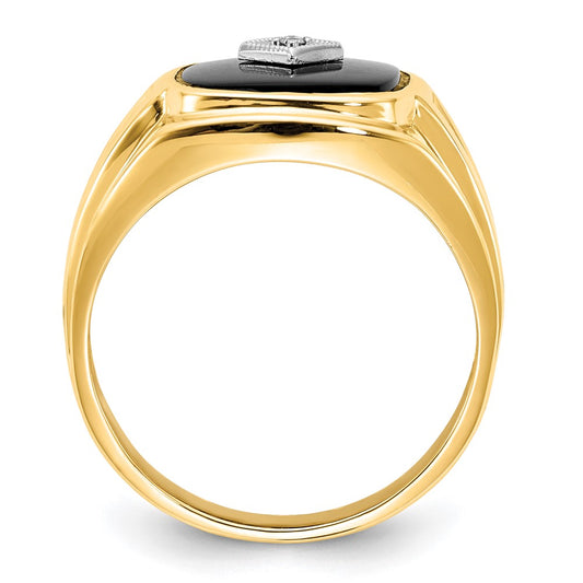 IB Goodman 10k Mens Diamond and Onyx Ring