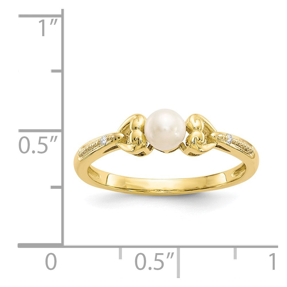 10K FW Cultured Pearl and Diamond Ring