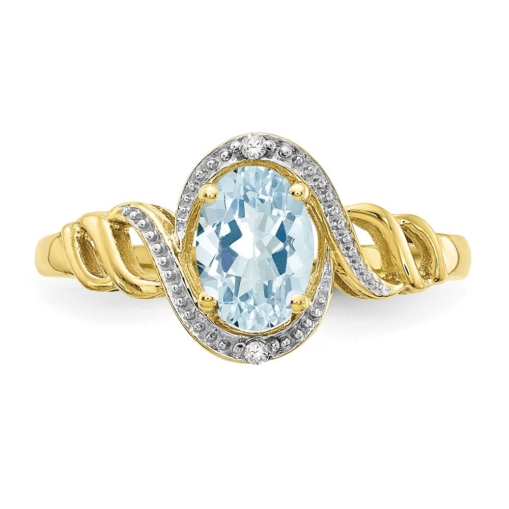 10K Aquamarine and Diamond Ring