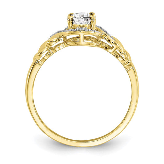 10k 7x5mm Oval April/ White Topaz and Diamond Size 7 Ring