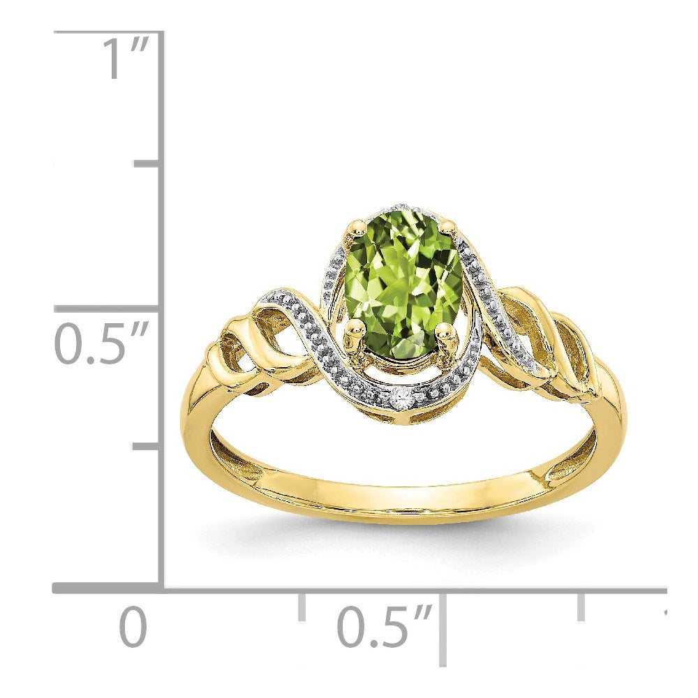 10K Peridot and Diamond Ring