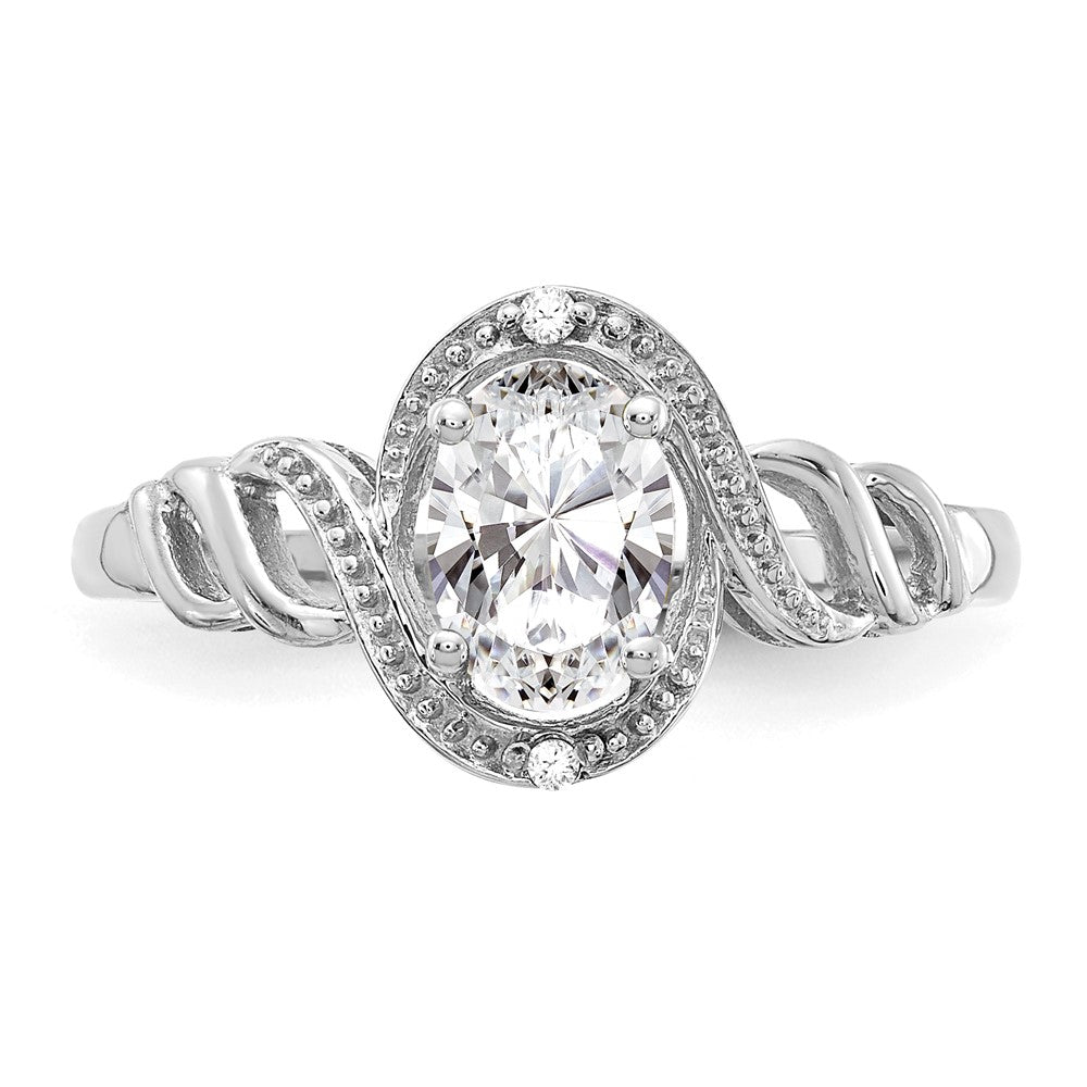 10k White Gold White Topaz and Diamond Ring