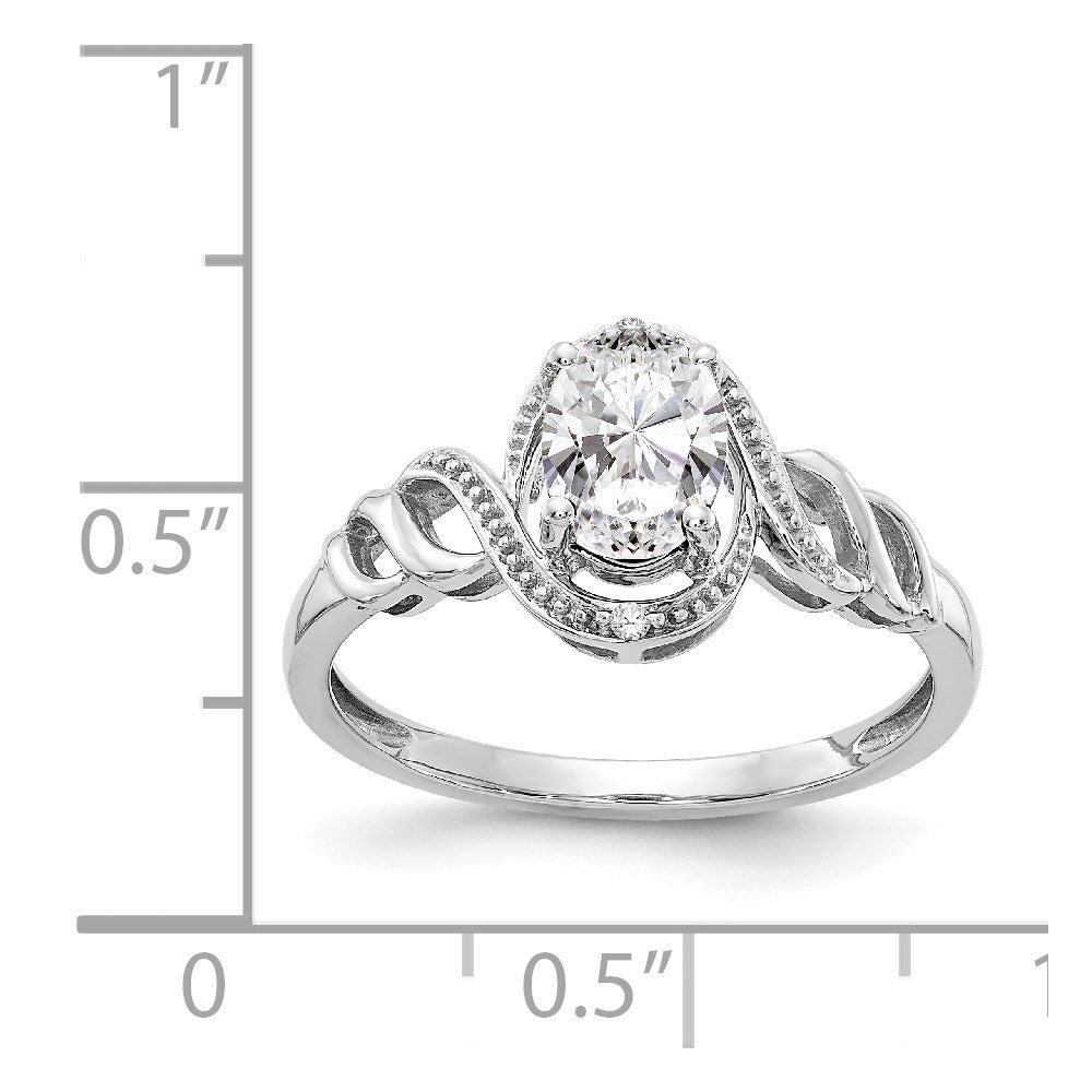 10k White Gold White Topaz and Diamond Ring