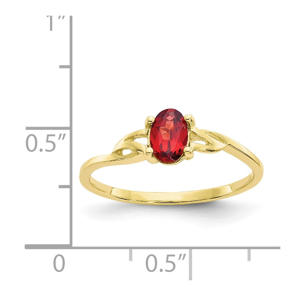 10k Polished Genuine Garnet Birthstone Ring
