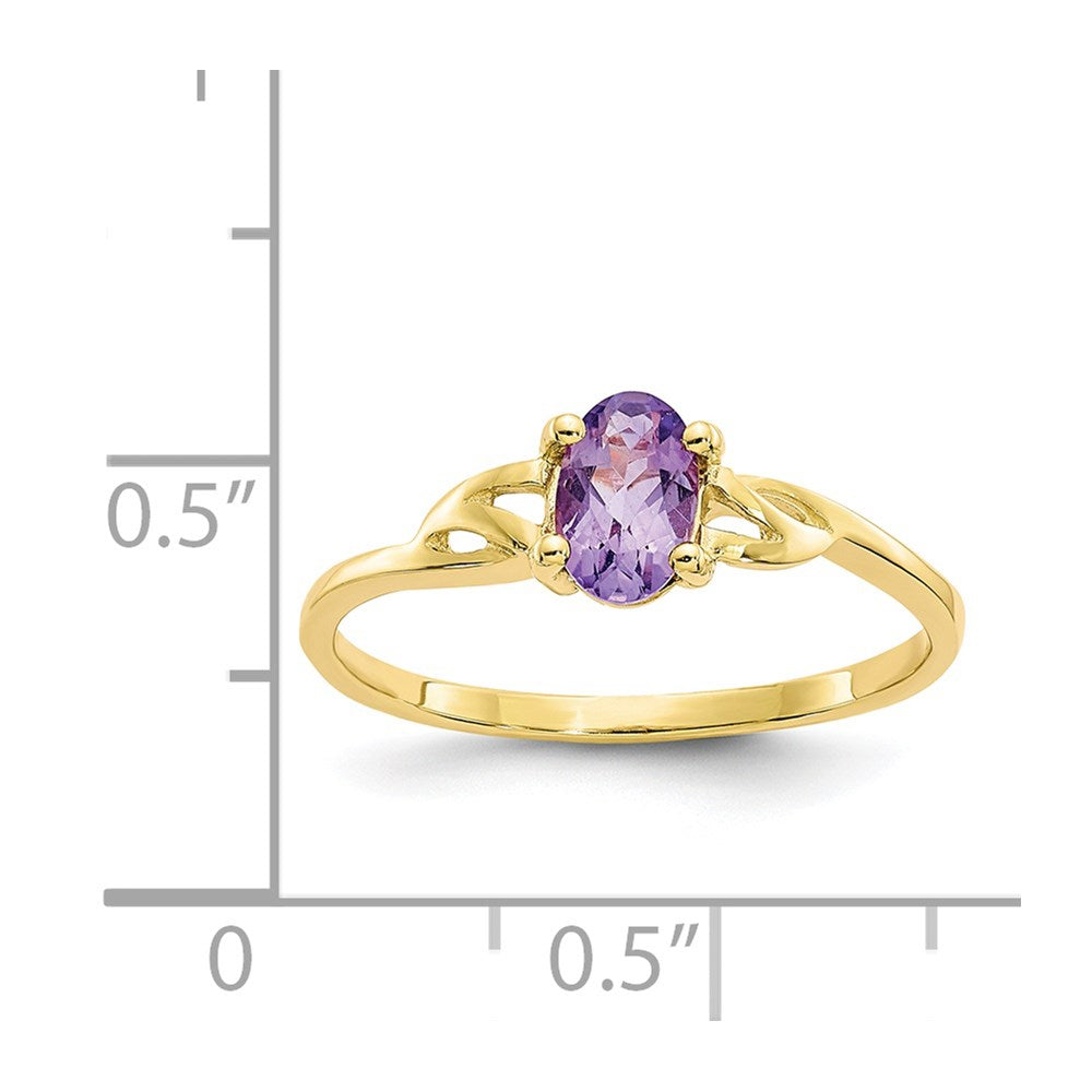 10k Polished Genuine Amethyst Birthstone Ring