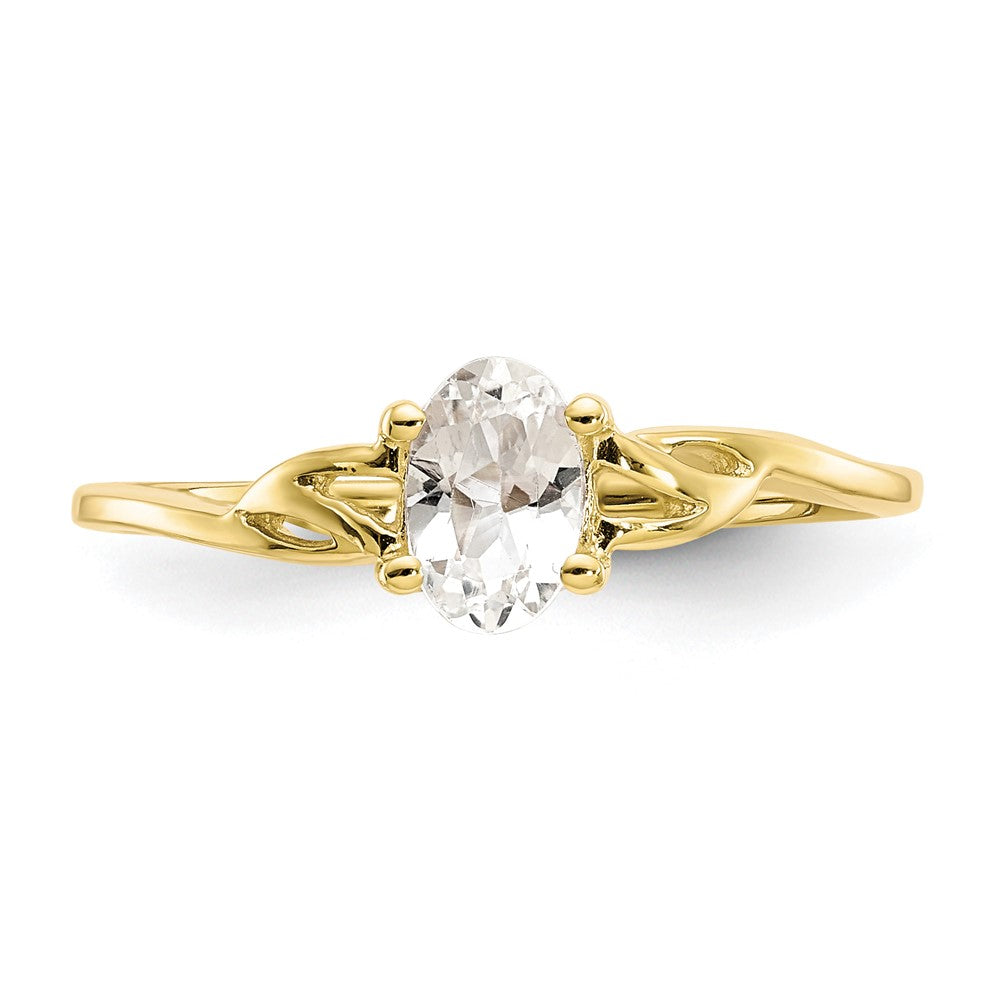 10k Polished Genuine White Topaz Birthstone Ring