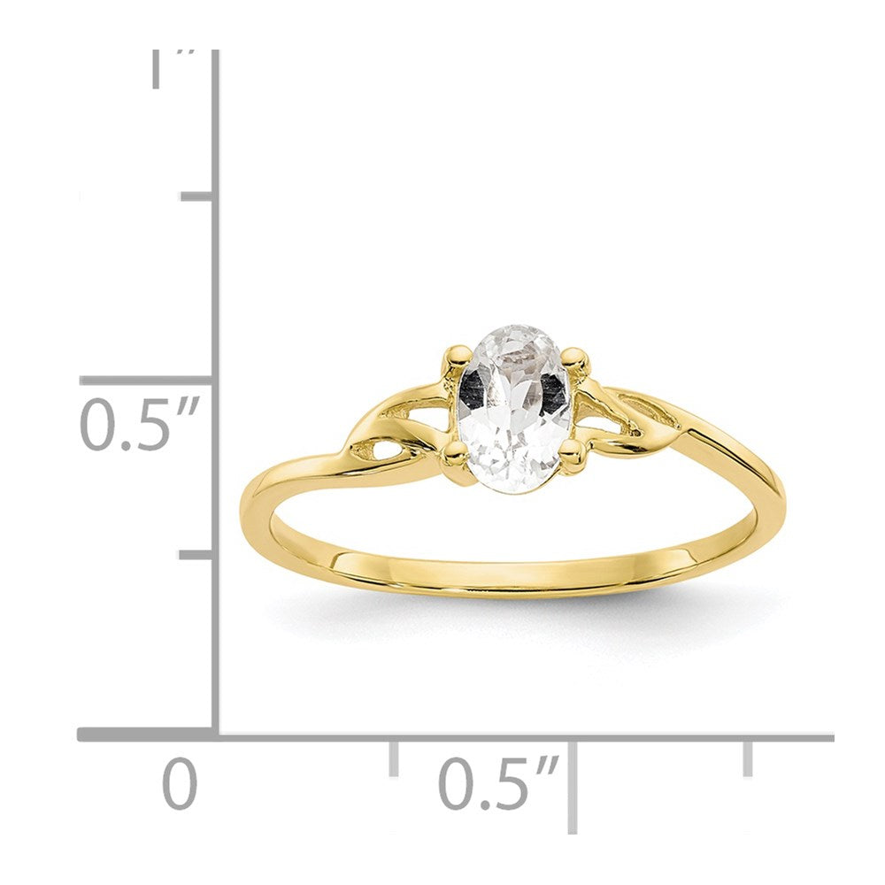 10k Polished Genuine White Topaz Birthstone Ring