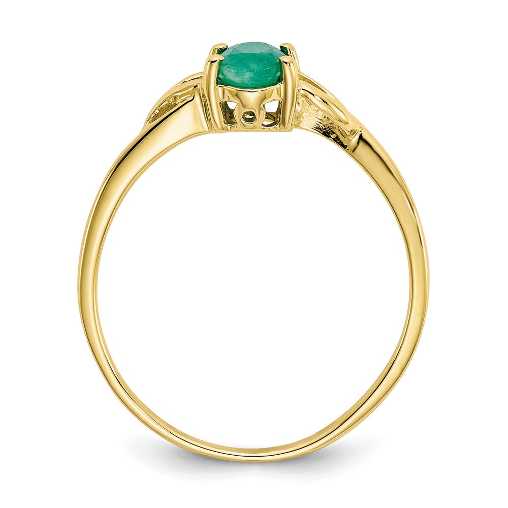 10k Polished Genuine Emerald Birthstone Ring