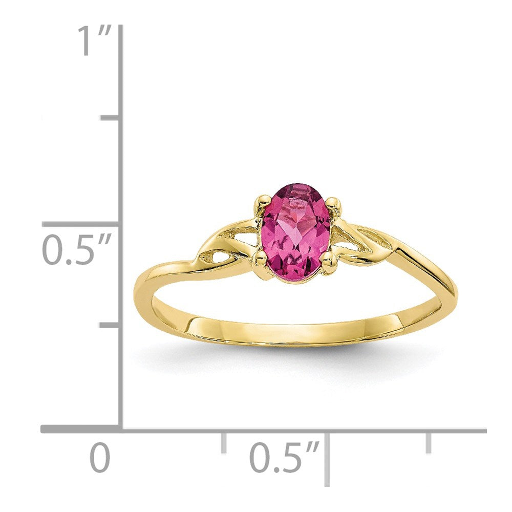10k Polished Genuine Pink Tourmaline Birthstone Ring